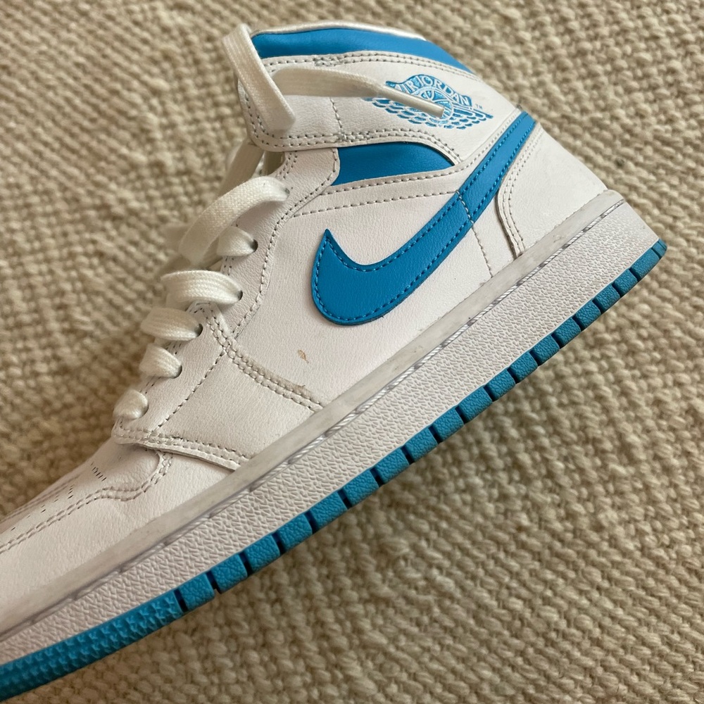 Blue and white air Jordan’s